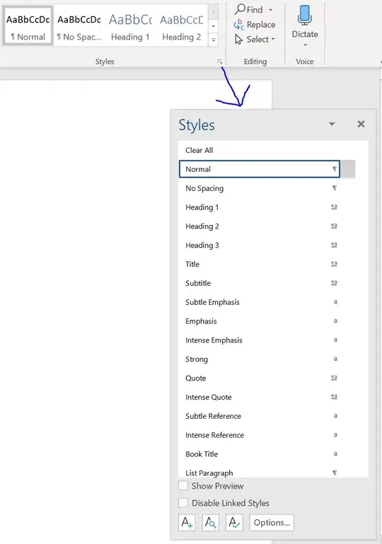 A screenshot of the Microsoft Word Styles panel.