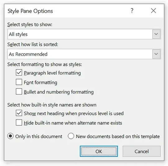 A screenshot of the Style panel Options menu.