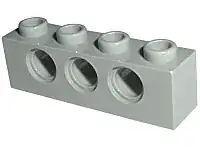 1x4 grey Technic brick viewed from the side