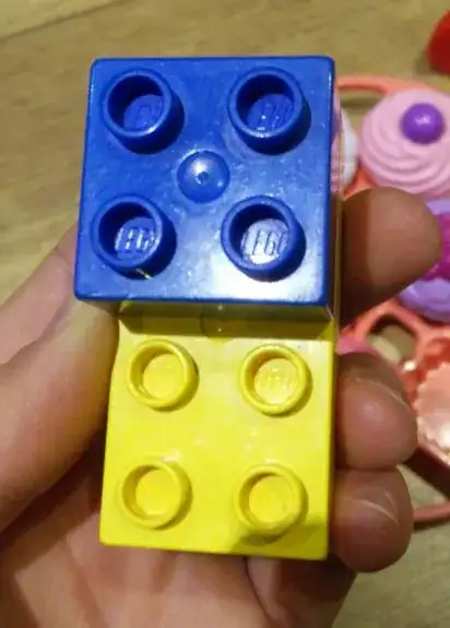 Blue LEGO, yellow DUPLO