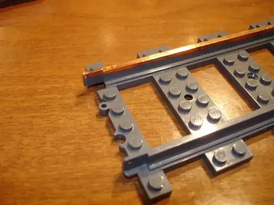 lego track and copper foil tape, applied