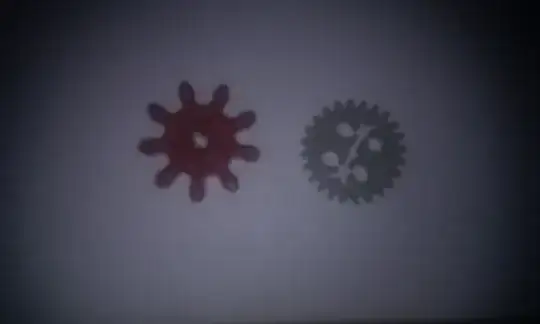 Size comparison of 9-teeth samsonite gear with regular 24-teeth gear