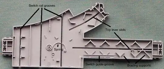 Underside view of the track bed