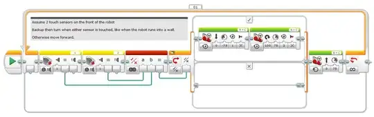 Backup, turn and go forward when either touch sensor is touched.