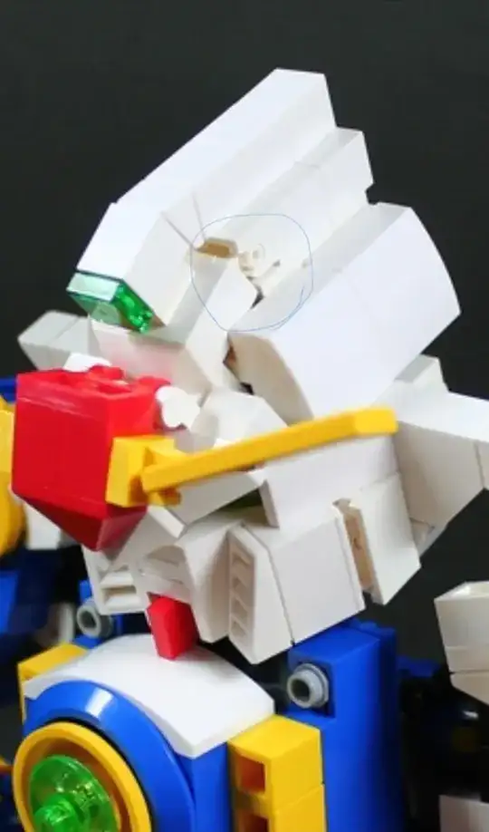 Picture of moko's mech MOC, with a specific part circled in blue