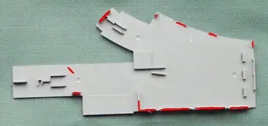 Photo of the removed baseplate, highlighted to indicate the position of the glued supports.