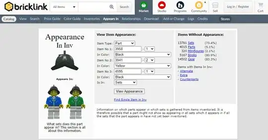 Filling the first three lines into the Bricklink form