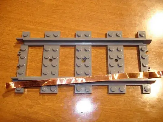 lego track and copper foil tape, unapplied