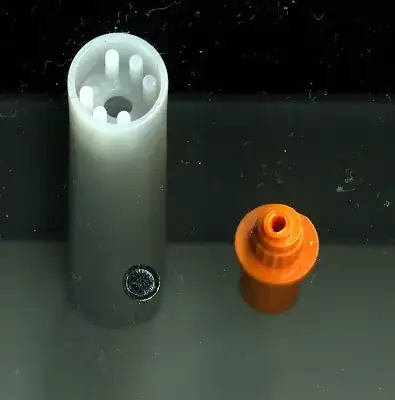 view of the surfaces between the orange and white parts