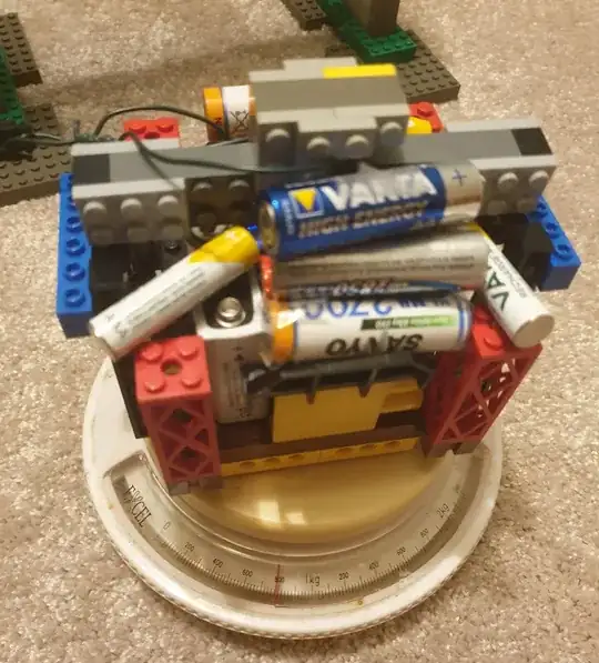 Photo of the basket full of batteries resting on a kitchen scale, weighing at 800 grams