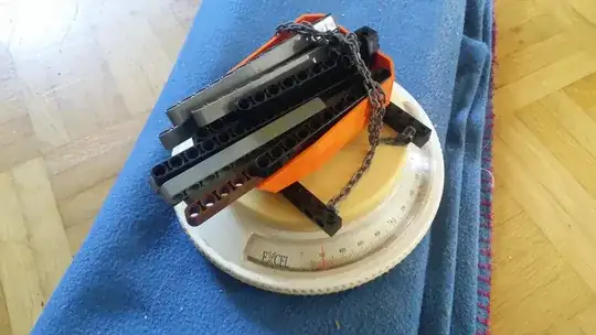 image of the bucket on a kitchen scale, reading 220 grams