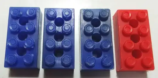 Blue & Red bricks with AF inside circle, top view