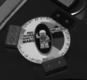 A stylised picture of a Mini-figure on mars