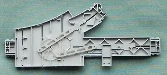 Internal view showing “at rest” position of the internal mechanism