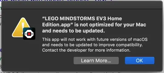 LEGO MINDSTORMS EV3 Home Edition.app is not optimized for your Mac and needs to be updated.