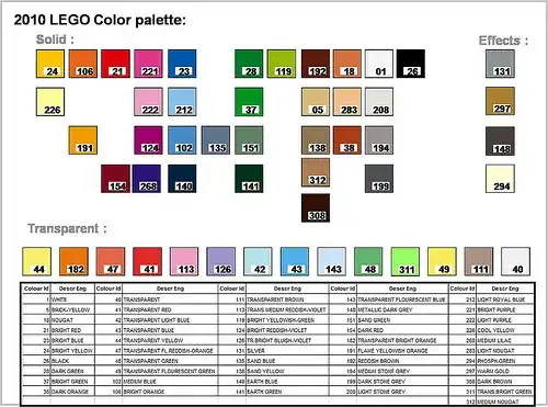 Official LEGO palette