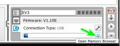 Screenshot with arrow pointing to Open Memory Browser icon