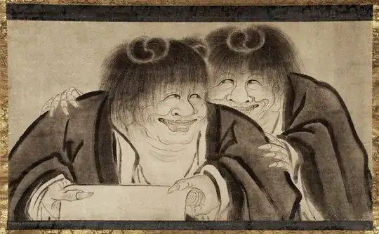 One depiction of Hanshan & Shide from the Muromachi period