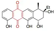 Structure of aklavinone with quinone ring highlighted