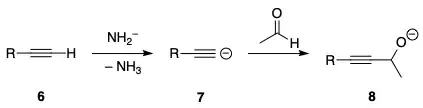 Deprotonation of terminal alkyne with NaNH2
