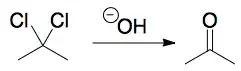 2,2-dichloropropane to acetone