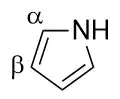 Alpha and beta carbons of pyrrole