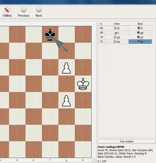 position: w:Kh5, Pg6, Pg4, b:Kf8, white to move