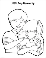 Children's coloring book depicting prayer