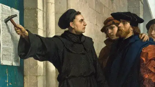 Ferdinand Pauwels's painting of Luther nailing his ninety-five theses
