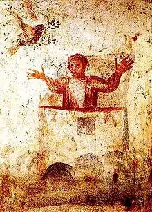 An early Christian painting of Noah in the gesture of orant