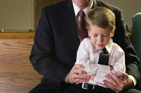Father teaching son to pray