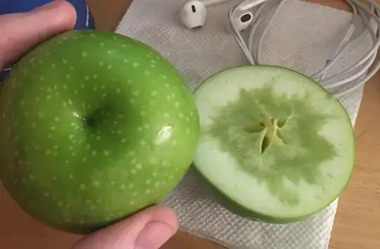 apple with saturated core