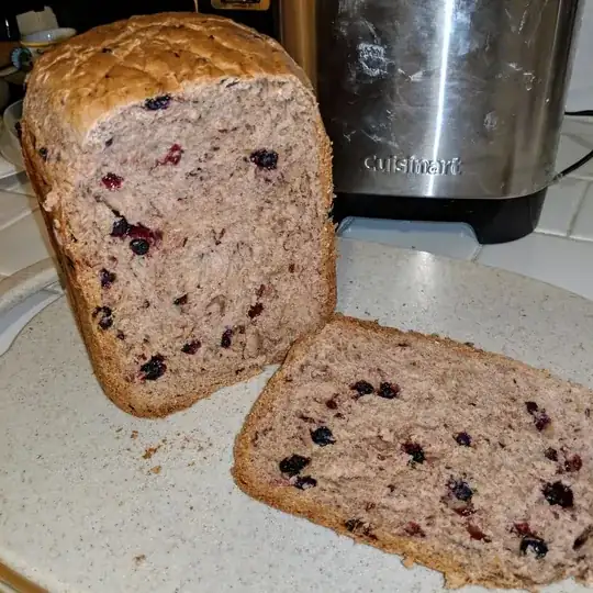 bread with distributed blueberries