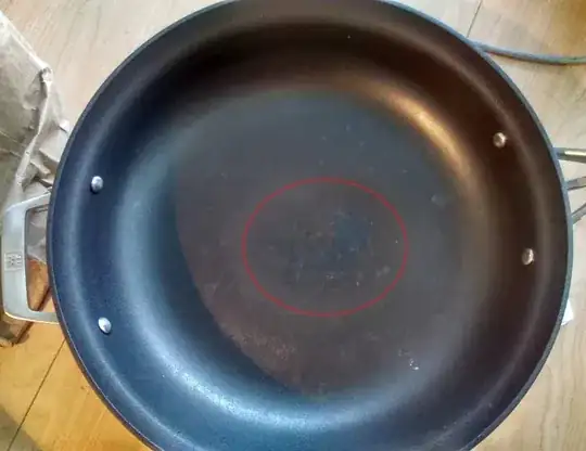 pan with damage in the center