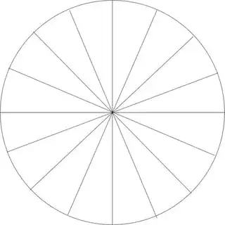 Circle divided evenly into 16 sections through the center