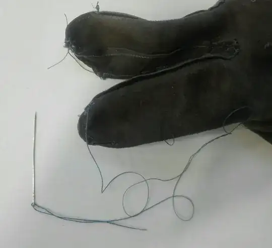 Leather gloves in the midst of being mended