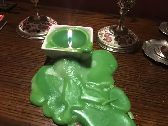 messy melted candle