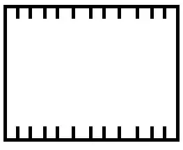 A rectangle with vertical notches top and bottom