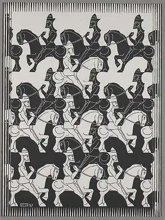  Escher's work showing the tessellating pattern 