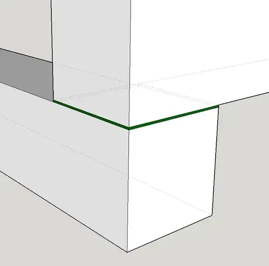 Connection of two beams showing green felt pad in between
