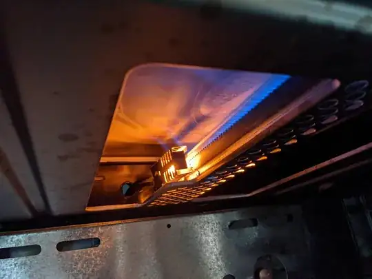 oven with flames