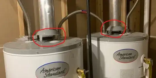 Water heaters with gap before chimney