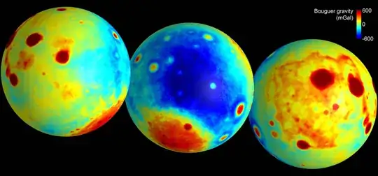 These maps of the moon show gravity anomalies measured by NASA's GRAIL mission. (Image credit: NASA/JPL-Caltech/CSM) 