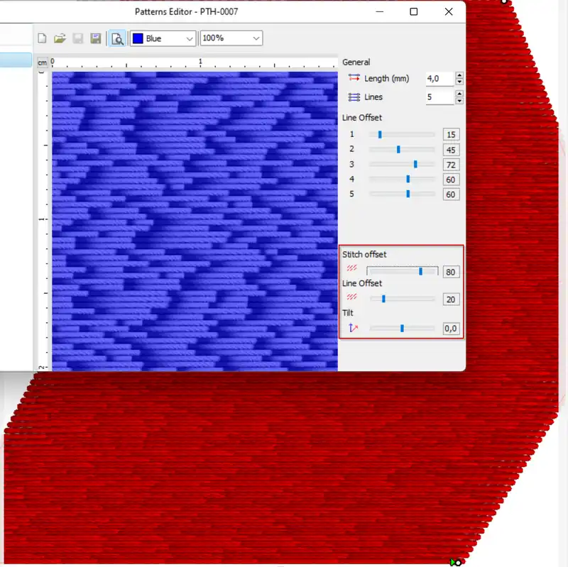 Screenshot of Embroidery Office 23 Pattern Editor - manual fill