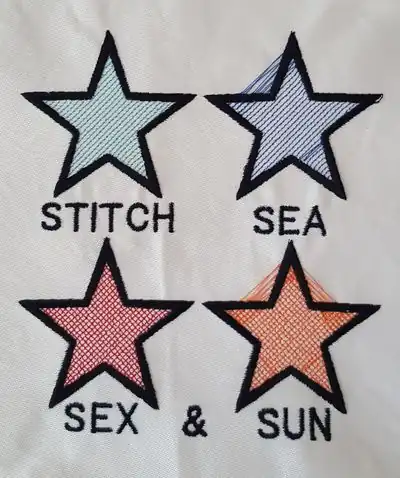 Stitched eggbot hatches, weird jump stitches not yet removed