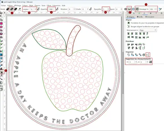 Using the spray to fill an object with circles - French interface