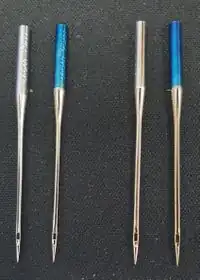 Left: Needle 75/11 normal vs jeans. Right: Needles 90.