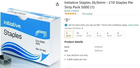 Initiative Staples 26/6mm - 210 Staples Per Strip Pack 5000 (1)