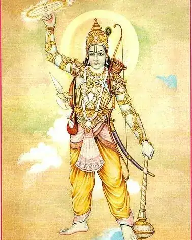 Image of Krishna holding various weapons
