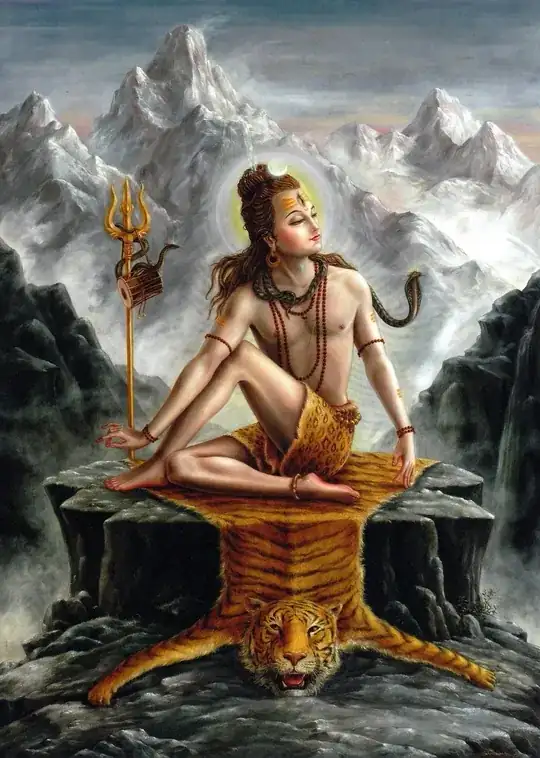 Image of Shiva with tiger skin and trishul]